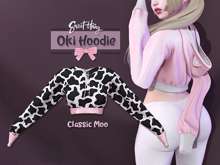 Oki Hoodie - Classic Moo by Sweet Thing - b*tch I'm a cow! Adorable kawaii cow print / animal pattern / moo