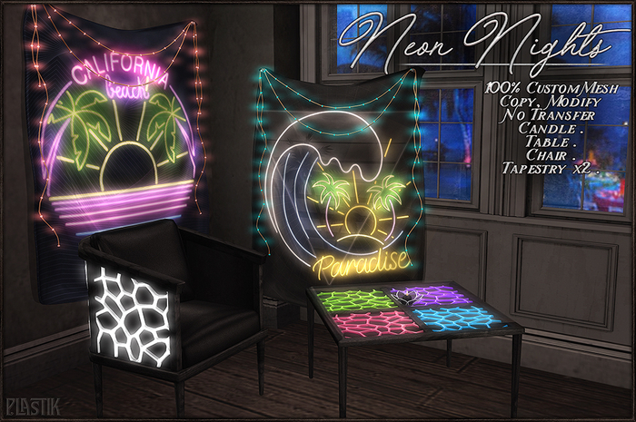 Second Life Marketplace - :[P]:- Neon Nights Decor