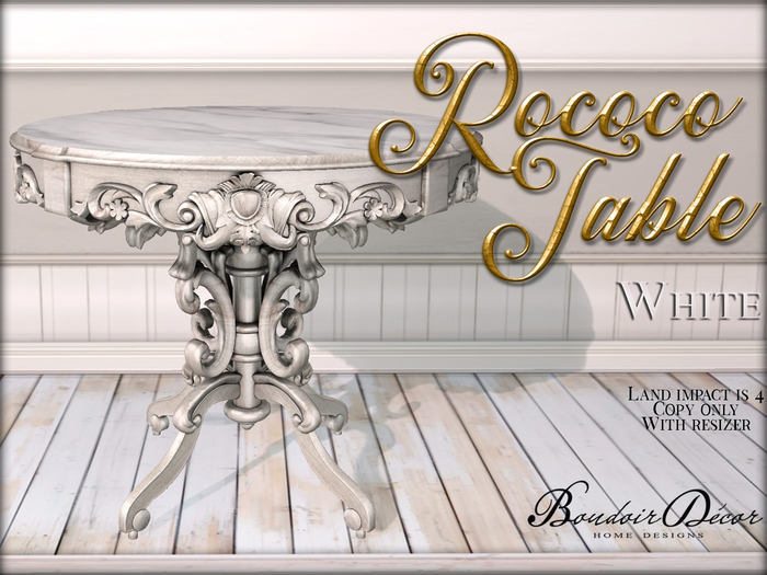 Boudoir-Rococo Table White