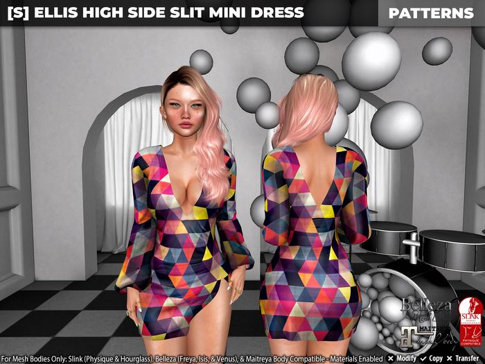 [S] Ellis High Side Slit Mini Dress Patterns