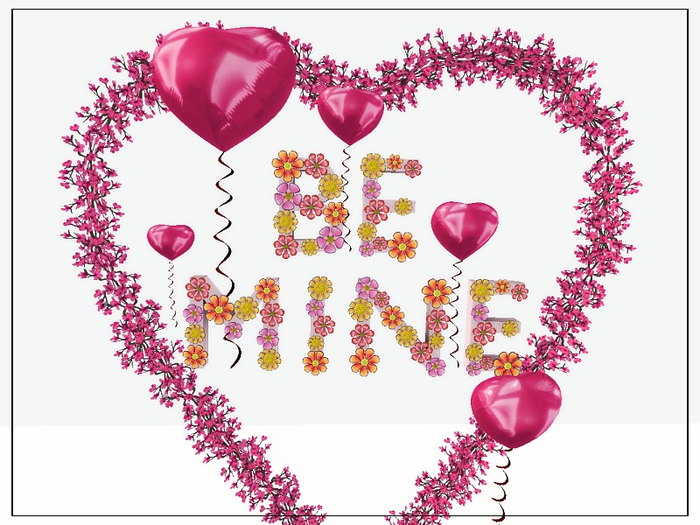 [AE] Gift Store- Be Mine Floating Flowers Sign & Heart Wreath