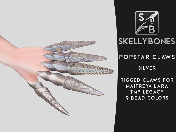 Skellybones -- Popstar Claws Silver for Maitreya Lara and Legacy