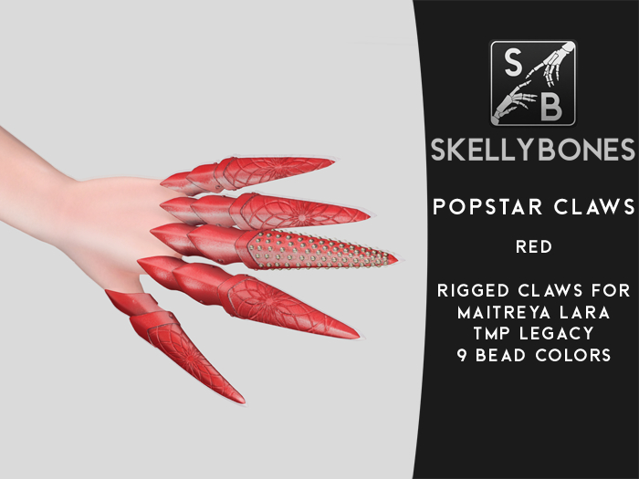 Skellybones -- Popstar Claws Red for Maitreya Lara and Legacy