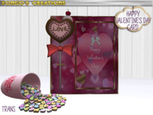 BMC3135 - HAPPY VALENTINE'S DAY CARD - WITH A SPILLED CUP OF CONVERSATION HEARTS.