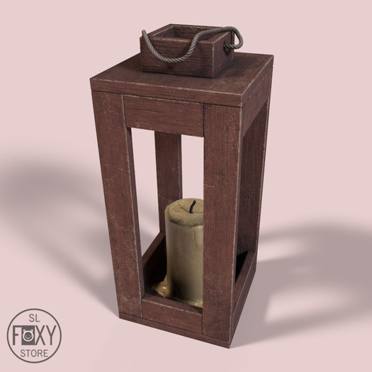Wooden lantern with wax candle