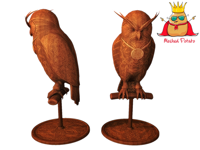 Meshed Potato - Wooden Owl Statue - Full Perm Mesh
