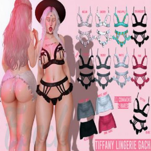 .epoch.  tiffany lingerie gacha top+bottom black.RARE hourglass
