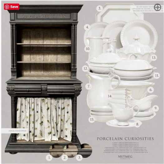 Nutmeg. Porcelain Curiosities Cabinet / 3 RARE