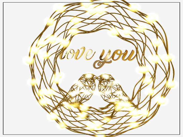 [AE] Gift Shop- Love You Golden Love Birds Wreath