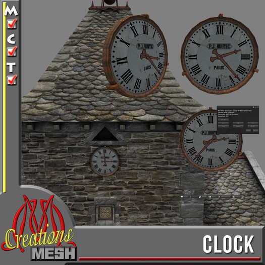 Clock Full Perm Mesh, towerclock, churchclock