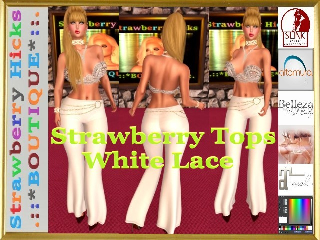 Strawberry Evening Tops#01-White Lace