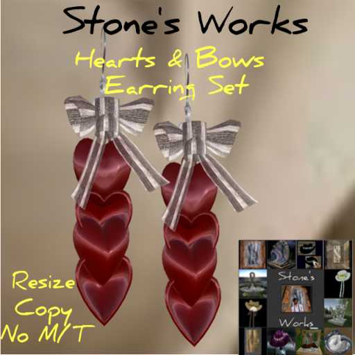 Hearts and Bows Earring Set Stone's Works