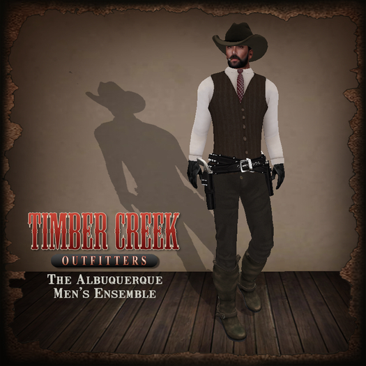 [Timber Creek] Albuquerque Men's Ensemble-Brown Red Tie