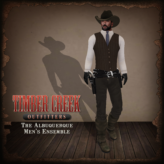 [Timber Creek] Albuquerque Men's Ensemble-Brown Blue Tie
