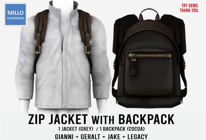 Millo Copperfield - Zip Jacket [Grey] w/ BP [Cocoa], Copy