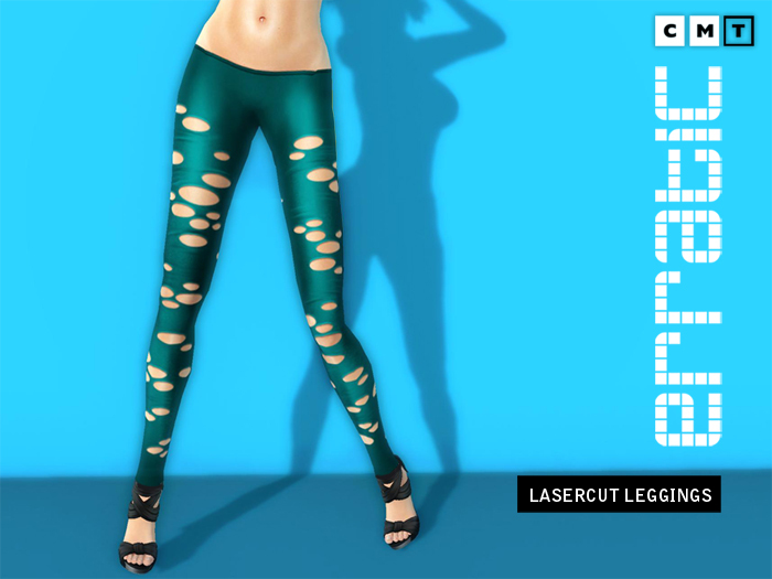 erratic / laser cut leggings / aqua