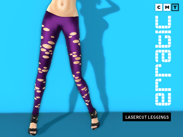 erratic / laser cut leggings / purple