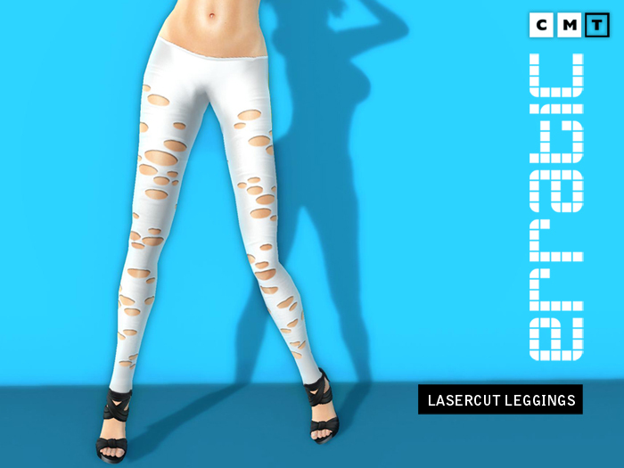 erratic / laser cut leggings / white