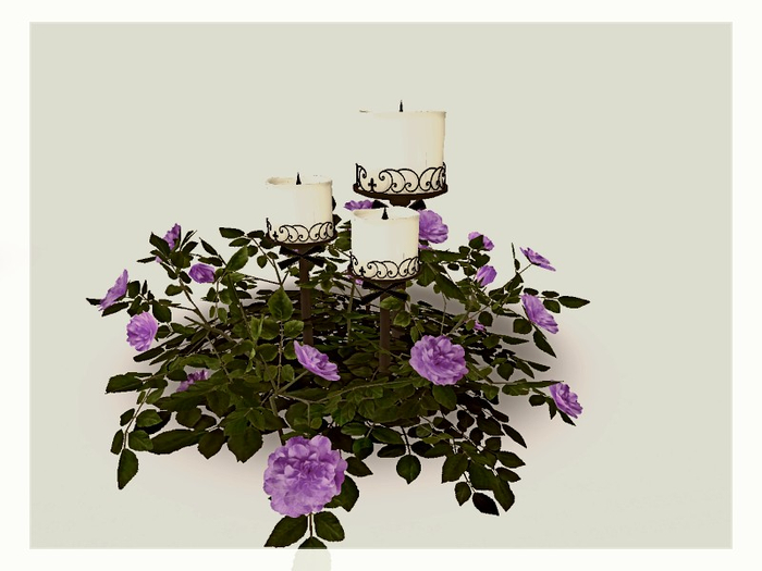 [AE] Home Decor- Candle Set in Roses Center Piece Lavender