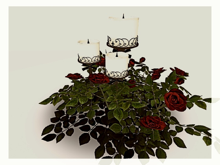 [AE] Home Decor- Candle Set in Roses Center Piece Red
