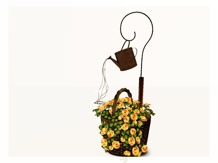 [AE] Home Decor - Roses in Basket Planter-Orange