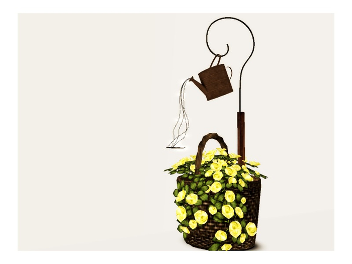 [AE] Home Decor - Roses in Basket Planter- Yellow