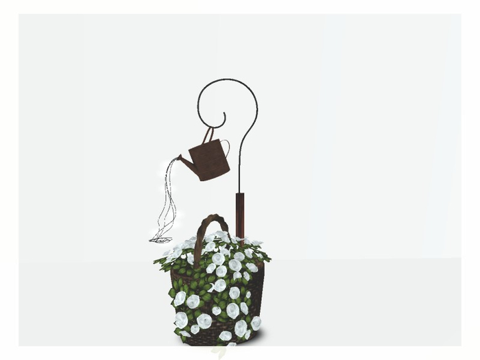 [AE] Home Decor - Roses in Basket Planter- White