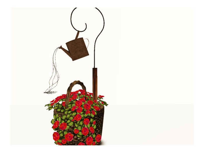 [AE] Home Decor - Roses in Basket Planter- Red
