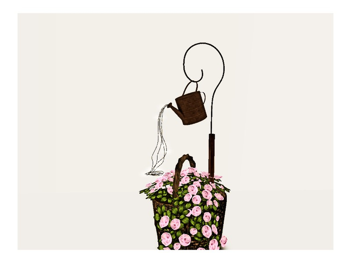 [AE] Home Decor - Roses in Basket Planter- Pink