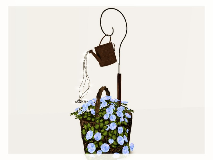 [AE] Home Decor - Roses in Basket Planter- Blue