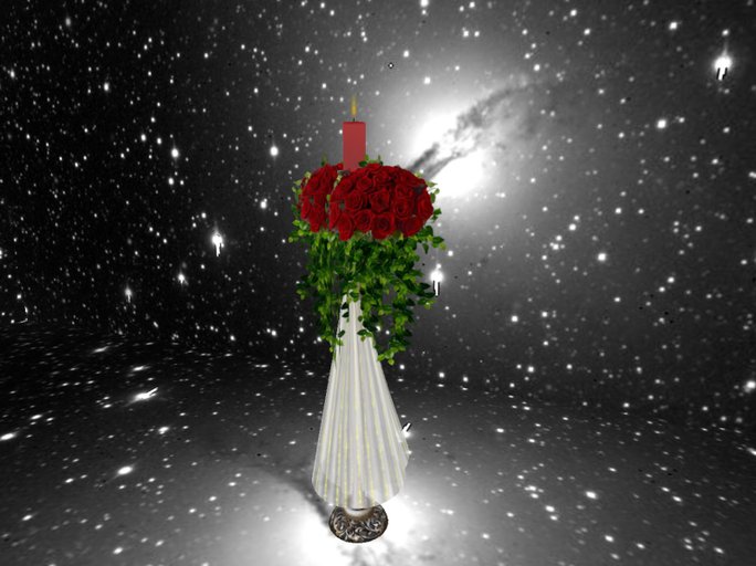 Red Roses Wedding candelabra with swags-1candle