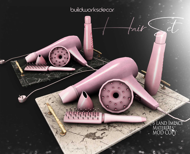 buildworksdecor ~ Hair Dryer Set Pink  / Boxed