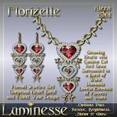 FLORIZELLE Rizza Necklace & Earrings Set OP - Red White Diamond Gold