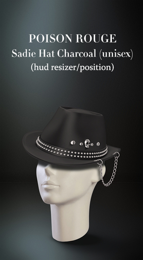POISON ROUGE Sadie Hat Charcoal