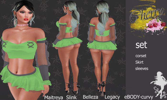 Cherry Set   pole dance  green