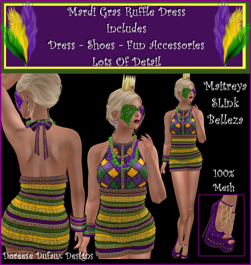 MARDI GRAS RUFFLE DRESS 2021 MAITREYA SLINK