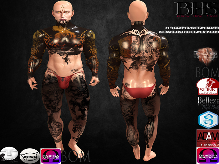 ::BHS:: Fire Skull Male Full Tattoo
