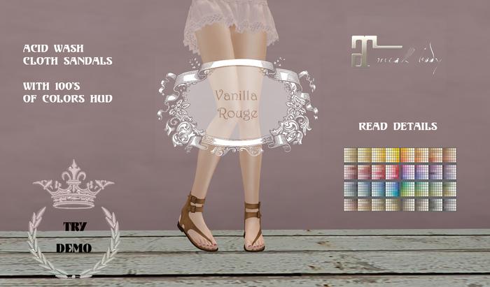 Acid Wash Cloth Sandals with 100's of Colors HUD (boxed)