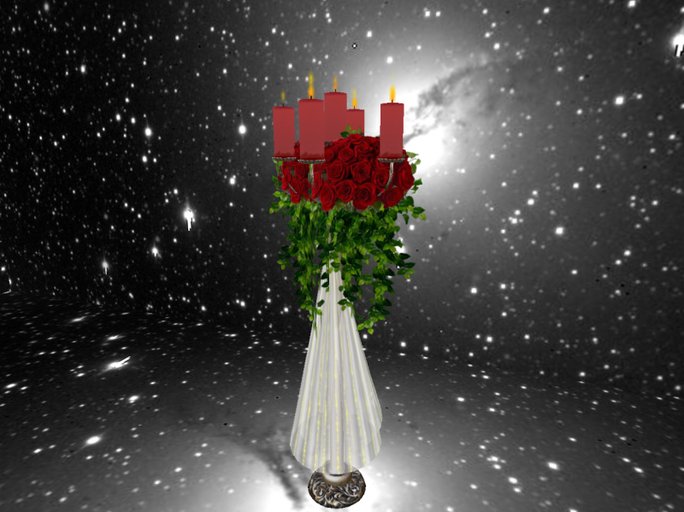 Red Roses Wedding candelabra with swags-5candles