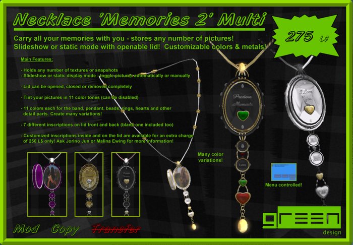 ●GD● Necklace Memories 2 [Slideshow Pendant, Color Changing, Many Variations]