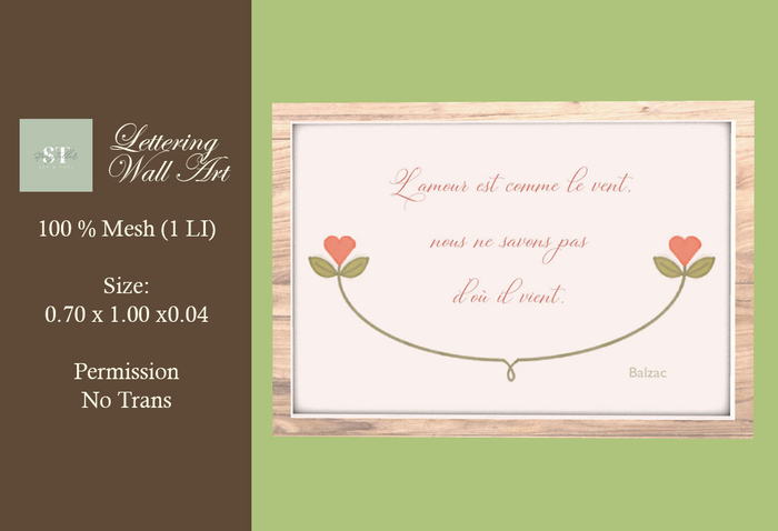 :: ST :: Francais Amore Citations Wall Art 3