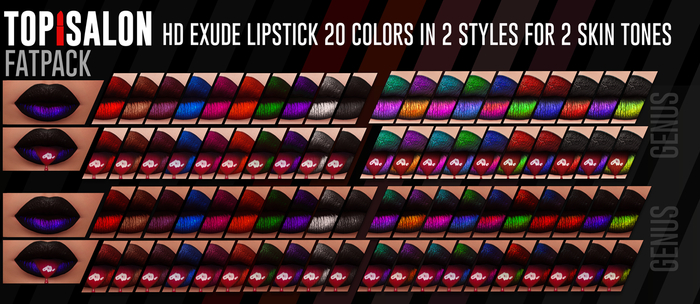 TOP1SALON - HD EXUDE LIPSTICK (Genus) FATPACK