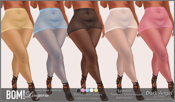 Dark Angel : Booty Sheer Stockings Footless + Toeless Versions BOM - Fatpack