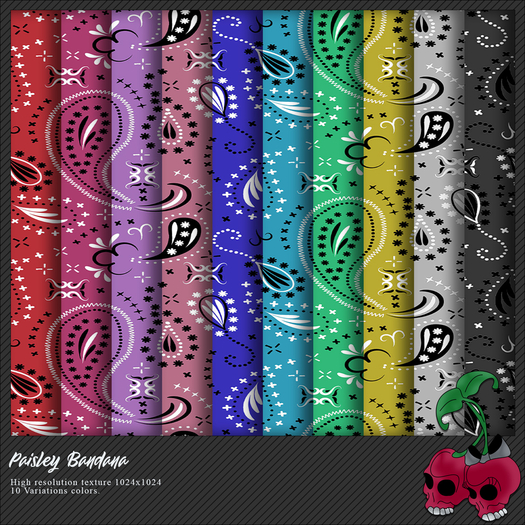 *Crazy Cherry* Paisley bandana - Unpack hud