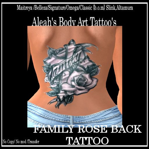 FAMILY ROSE BACK TATTOO