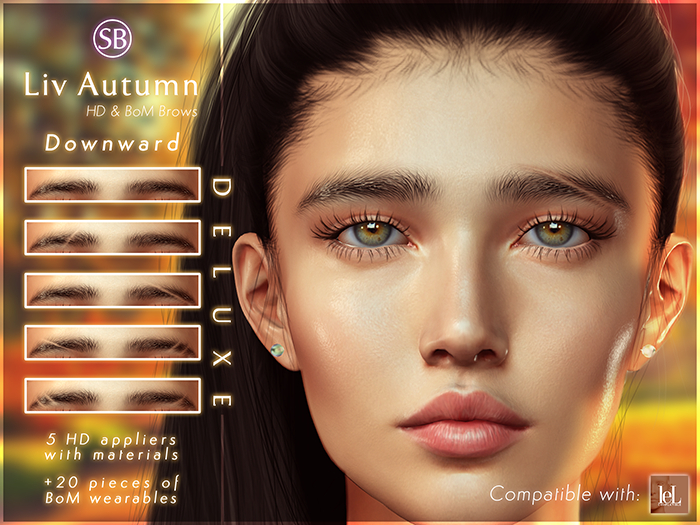 Eyebrows, Lelutka RIVER: LivAutumn.Downward.DELUXE