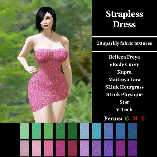 CDKC.10061632 - Ladies Strapless Dress #3 - sparkle