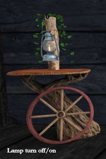 AA Country Wagon Wheel/Lantern End Table Blue