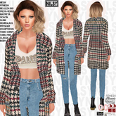 TWEED LOOSE COAT WITH JEANS AND TOP,ALL BODIES