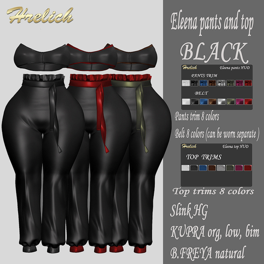Hrelich Eleena set BLACK slink,freya, kupra 